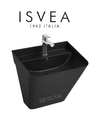 İsvea Sott Aqua Asma Monoblok Lavabo 50 cm Siyah