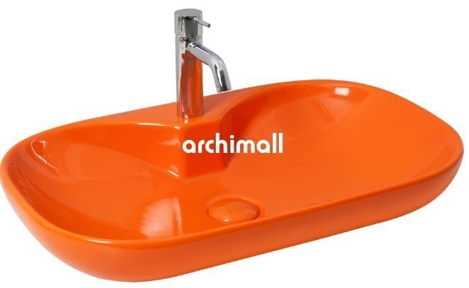 Alya 65 BD Tezgahüstü Lavabo (Batarya Delikli) 65x41cm Turuncu