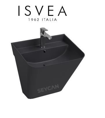 İsvea Sott Aqua Asma Monoblok Lavabo 50 cm Antrasit