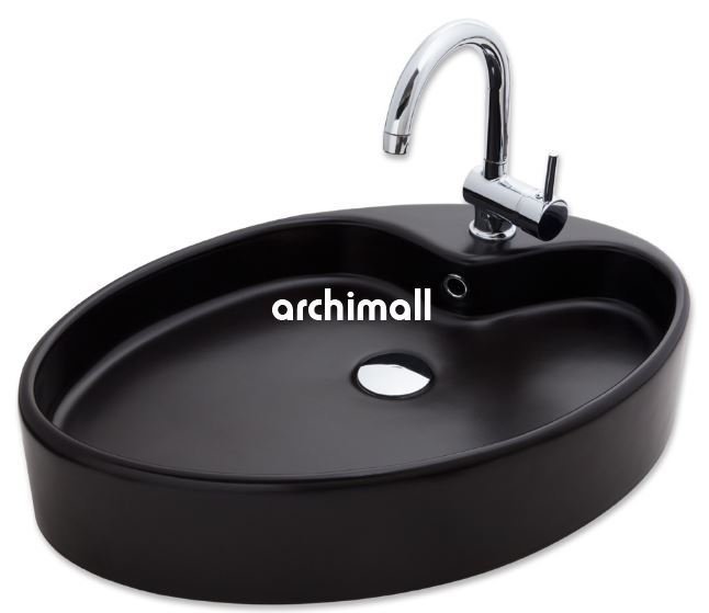 Betria Tezgahüstü Lavabo 65x45cm Mat Siyah