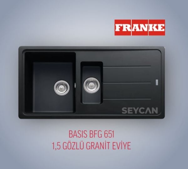 Franke Basis BFG 651 1.5 Gözlü Granit Evye Nero