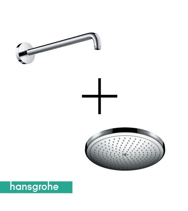 Hansgrohe Croma Tepe Duşu 280 1 Jet, Ecosmart 9 lt/dk + Duş Dirseği 38.9 cm 26221000-27413000