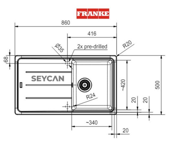 Franke Basis BFG 611 Granit Evye Bianco