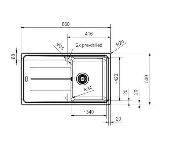 Franke Basis BFG 611 Granit Evye Oyster
