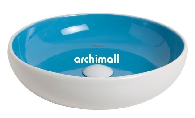 Nunki 45cm Tezgah Üstü Lavabo Mat Beyaz Karayip Mavi