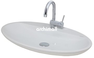 Sarin Batarya Delikli 72x41cm Tezgahüstü Lavabo Beyaz