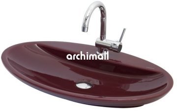 Sarin Batarya Delikli 72x41cm Tezgahüstü Lavabo Bordo