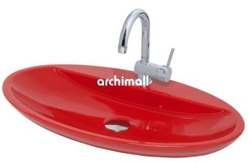 Sarin Batarya Delikli 72x41cm Tezgahüstü Lavabo Kırmızı