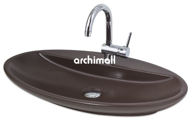 Sarin Batarya Delikli 72x41cm Tezgahüstü Lavabo Mat Moka