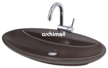 Sarin Batarya Delikli 72x41cm Tezgahüstü Lavabo Mat Moka