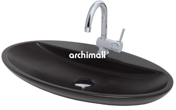 Sarin Batarya Delikli 72x41cm Tezgahüstü Lavabo Mat Siyah