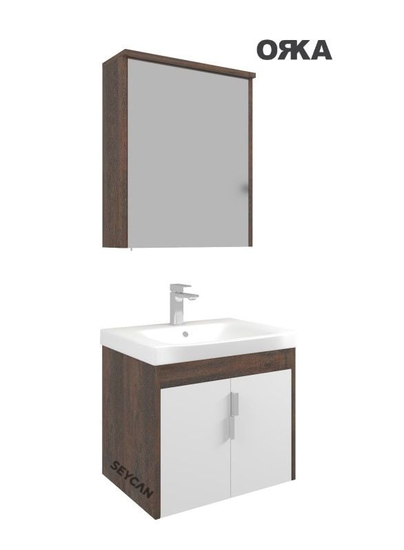 Orka Luna 65 cm Asma Banyo Dolabı Kahve Taş