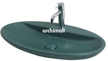 Sarin Batarya Delikli 72x41cm Tezgahüstü Lavabo Mat Zümrüt