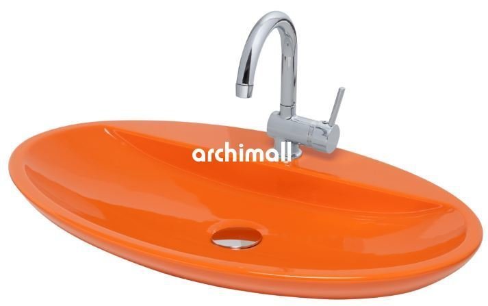 Sarin Batarya Delikli 72x41cm Tezgahüstü Lavabo Turuncu