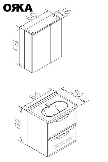 Orka Nuvola 65 cm Asma Banyo Dolabı