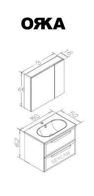 Orka Nuvola 80 cm Asma Banyo Dolabı