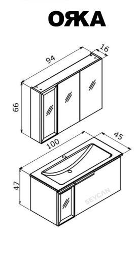 Orka Pure 100 cm Asma Banyo Dolabı