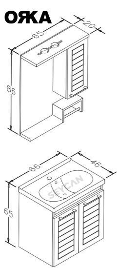 Orka Perge 65 cm Asma Banyo Dolabı