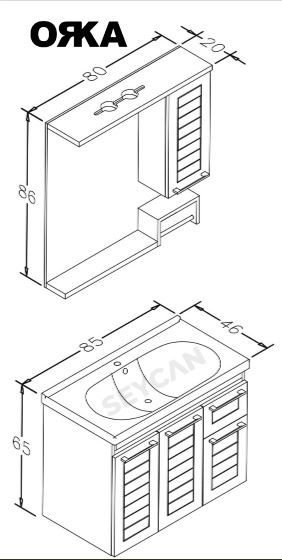Orka Perge 85 cm Asma Banyo Dolabı