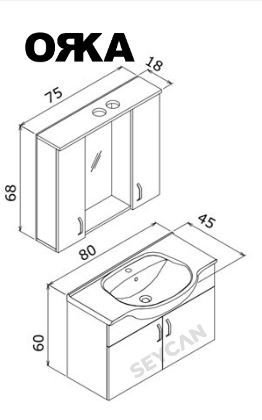 Orka Duru 80 cm Asma Banyo Dolabı