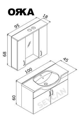 Orka Duru 100 cm Asma Banyo Dolabı
