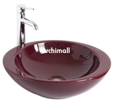 Adara 53x45.5cm Tezgahüstü Lavabo  Bordo