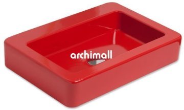 Skat 59x40cm Tezgahüstü Lavabo Kırmızı