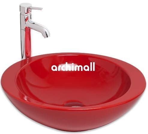 Adara 53x45.5cm Tezgahüstü Lavabo Kırmızı