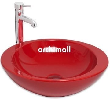 Adara 53x45.5cm Tezgahüstü Lavabo Kırmızı
