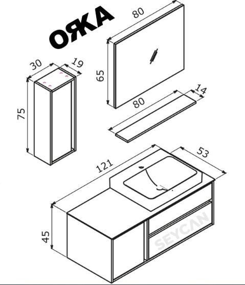 Orka Verona 120 cm Asma Banyo Dolabı