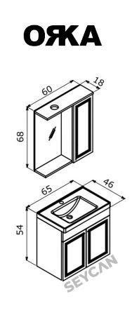 Orka Rio 65 cm Asma Banyo Dolabı
