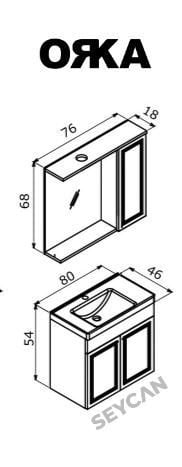 Orka Rio 80 cm Asma Banyo Dolabı