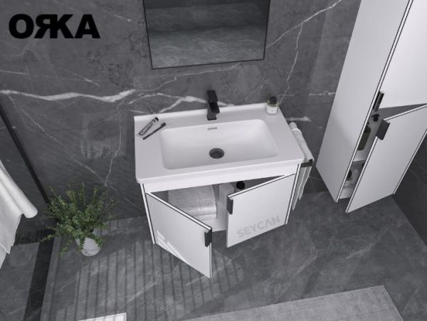 Orka Trio 65 cm Kapaklı Asma Banyo Dolabı