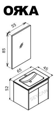 Orka Trio 65 cm Kapaklı Asma Banyo Dolabı