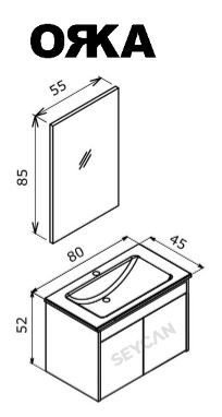 Orka Trio 80 cm Kapaklı Asma Banyo Dolabı