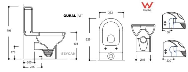 Güral Compact Duvara Dayalı Klozet + Rezervuar