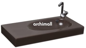 Bunda Batarya Delikli 91x45cm Etajerli Lavabo Mat Moka