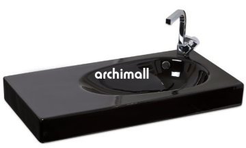 Bunda Batarya Delikli 91x45cm Etajerli Lavabo Siyah