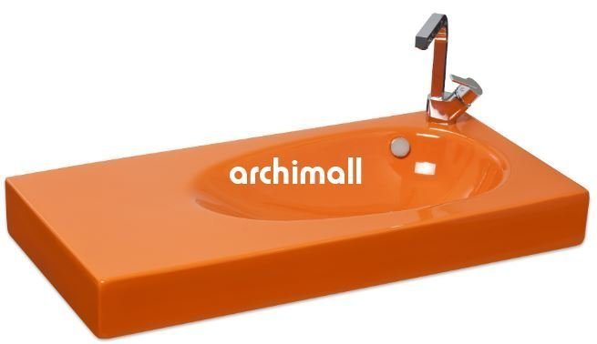 Bunda Batarya Delikli 91x45cm Etajerli Lavabo Turuncu