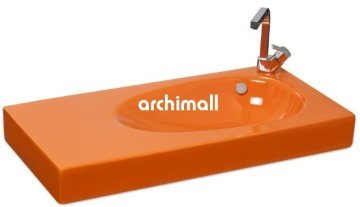 Bunda Batarya Delikli 91x45cm Etajerli Lavabo Turuncu