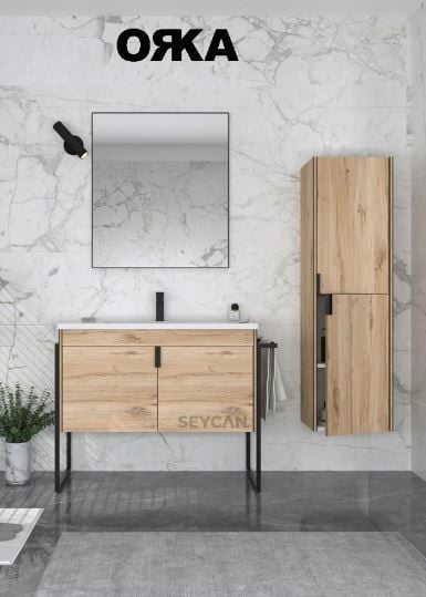 Orka Trio 80 cm Kapaklı Ayaklı  Banyo Dolabı