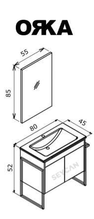 Orka Trio 80 cm Kapaklı Ayaklı  Banyo Dolabı