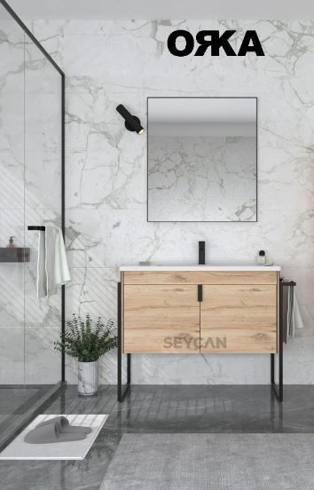 Orka Trio 100 cm Kapaklı Ayaklı  Banyo Dolabı