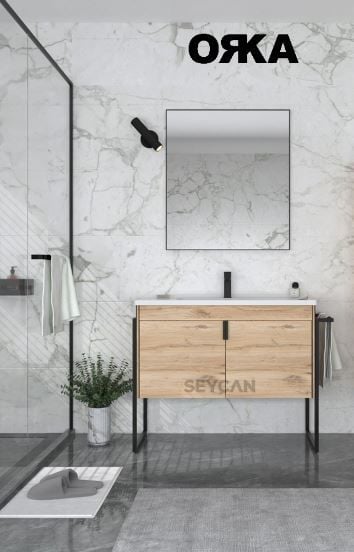 Orka Trio 100 cm Kapaklı Ayaklı  Banyo Dolabı