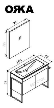 Orka Trio 100 cm Kapaklı Ayaklı  Banyo Dolabı