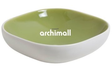 Alya 41x41cm Tezgahüstü Lavabo Mat Beyaz Yosun Yeşili