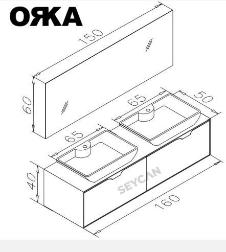 Orka Mono 160 cm Asma Banyo Dolabı
