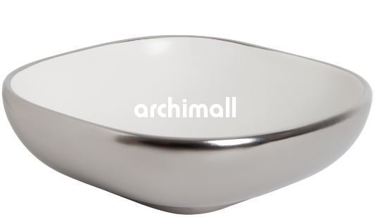 Alya 41x41cm Tezgahüstü Lavabo Mat Platin Mat Beyaz