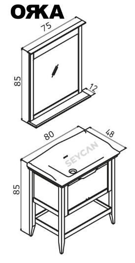 Orka Bastle 80 cm Asma Banyo Dolabı