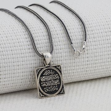 Nazar Duası Kalın Zincirli 925 Ayar Gümüş Kolye